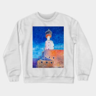 The tower of the Nautic Club in the light of street lamps Crewneck Sweatshirt